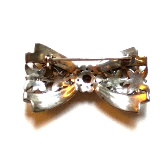 Sterling Silver, Marcasite & Amethyst Vintage Bow Brooch - Picture 2 of 5